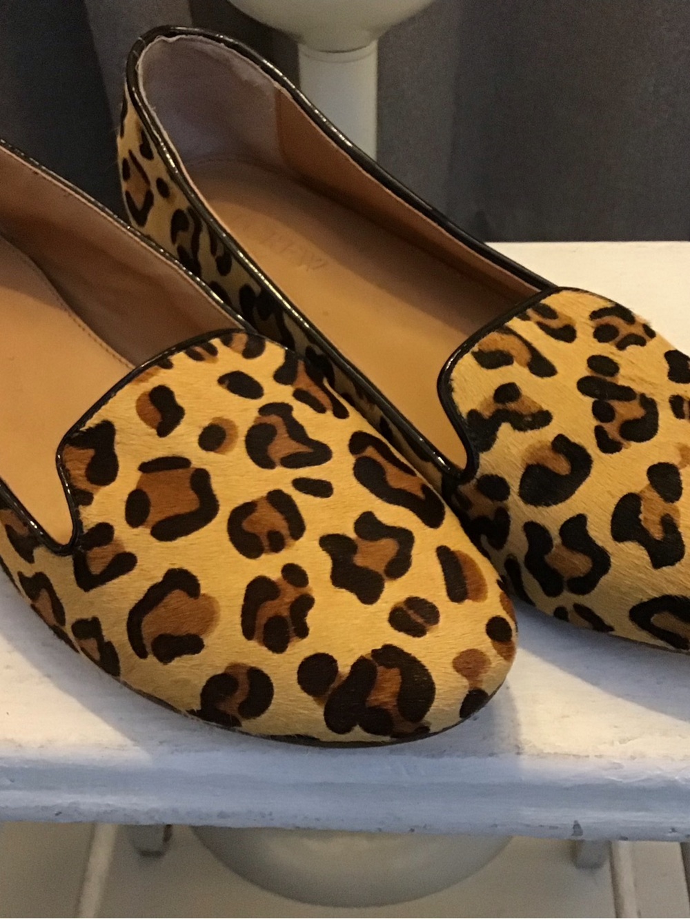 J. Crew Leopard Print Slip-On Loafers in Brown and Black